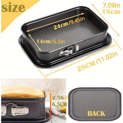Leak-Proof Rectangular Cake Pan 9.45"x5.51" – Non Stick with Removable Bottom, Ideal for Cheesecakes and Desserts, Durable Carbon Steel, Oven and Dishwasher Safe