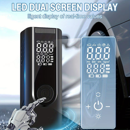 25000mAh Portable Air Compressor - 3X Faster Tire Inflator with 150PSI Gauge for Cars, Bikes, Motorcycles, Balls - Essential Car Accessory