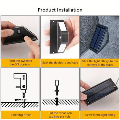8pcs Solar LED Step Lights – Outdoor Deck and Landscape Lighting for Yard, Patio, Garden, Walkway, Driveway, Porch Decor