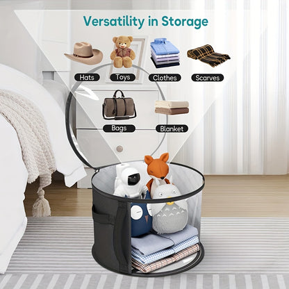 Foldable Hat Storage Organizer for Large Hats – Holds Up to 7 Oversized Hats, Includes Cowboy, Sun, Beach & Baseball Caps, Portable with Handle, Non-Woven Material with Random Printing