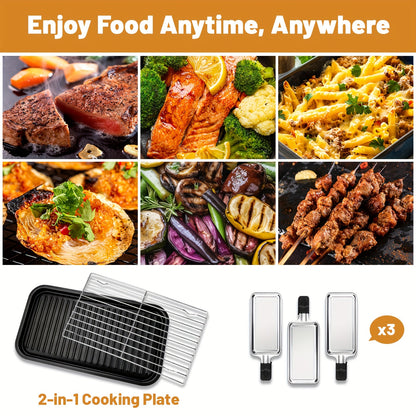 1500W SUSTEAS Smokeless Electric Indoor Grill – 2-in-1 with Non-Stick Removable Plate, Temperature Control, Dishwasher Safe – Healthy, Space-Saving Design