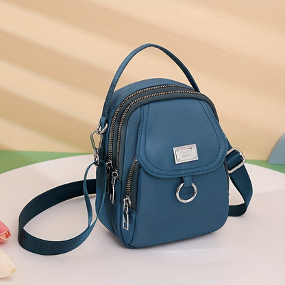 Solid Color Zipper Crossbody Bag – All-Match Coin Purse – Women's Shoulder Bag for Shopping