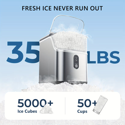 34Lbs Nugget Ice Maker & 26Lbs Bullet Ice Maker - Soft Chewable Crushed Ice Machine, Portable Countertop Ice Maker with Auto-Cleaning, Basket & Scoop, One-Button Operation for Home Use