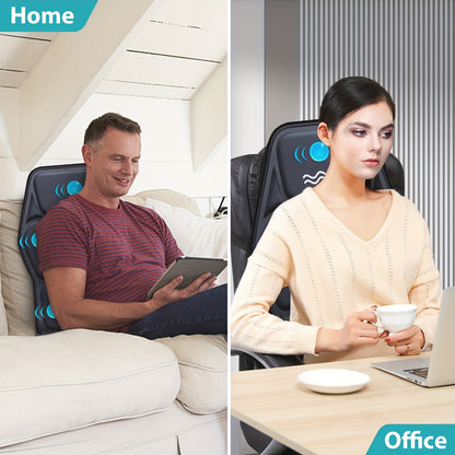 9 Mode Massage Seat Cushion with Adjustable Lumbar Support and Heating – Ergonomic Back Massage Chair for Home and Office, Whole Body Relaxation for Men and Women