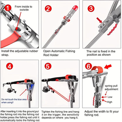 Premium Spring-Loaded Fishing Rod Holder - Adjustable Sensitivity, Folding Pole Rack, Stainless Steel, Corrosion-Resistant, Easy Install and Space-Saving