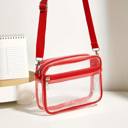 Stadium-Approved Clear Crossbody Bag – PVC Concert and Sporting Event Bag for Men and Women – Reusable, Water-Resistant, Easy-to-Clean with Adjustable Strap for Hands-Free Convenience