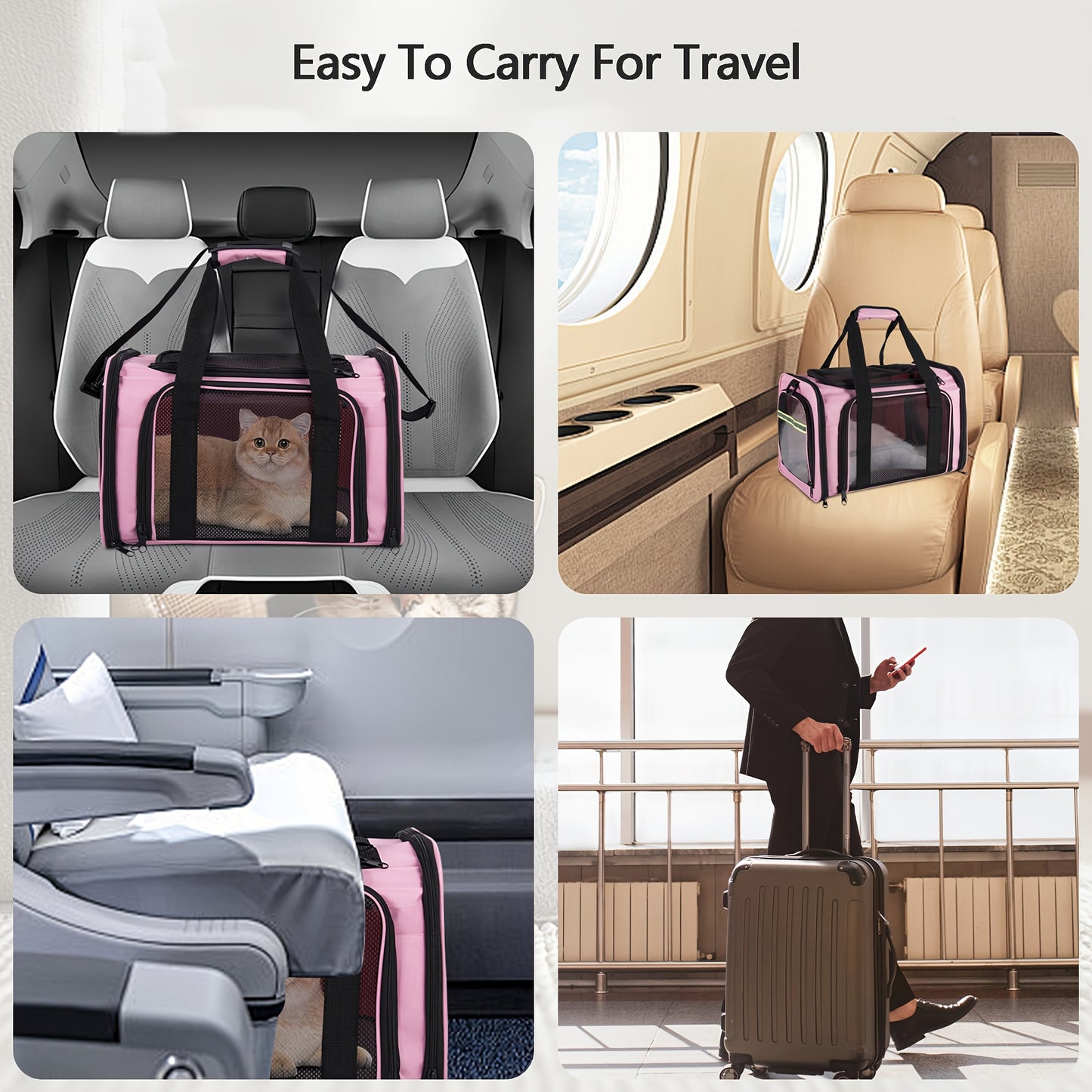 Under 15lb Collapsible Pet Carrier - Airline / TSA Approved, Soft Sided, Ventilated, Easy to Clean, Portable for Small Dogs, Kittens, and Cats - Ideal for Road Trips, Flights, and Outdoor Adventures