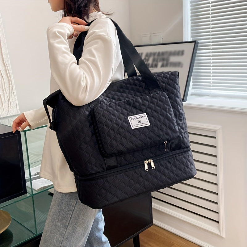 Large Capacity Travel Duffle Bag - Lightweight Argyle Pattern Luggage, Perfect for Gym and Travel