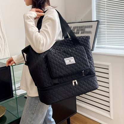 Large Capacity Travel Duffle Bag - Lightweight Argyle Pattern Luggage, Perfect for Gym and Travel