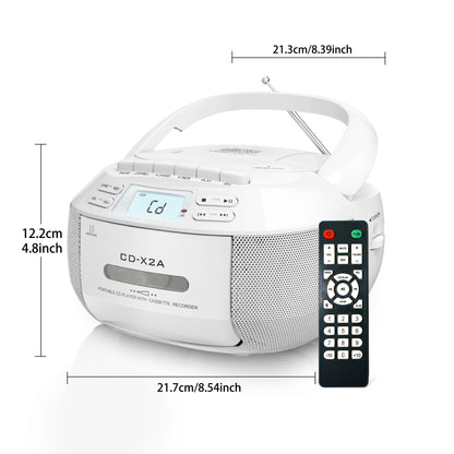 Greadio CD Player Boombox – Cassette Player with AM/FM Radio, Stereo Sound, Remote Control, AUX/USB Drive, Tape Recording, AC/DC Powered, Headphone Jack, LCD Display | Home and Gift