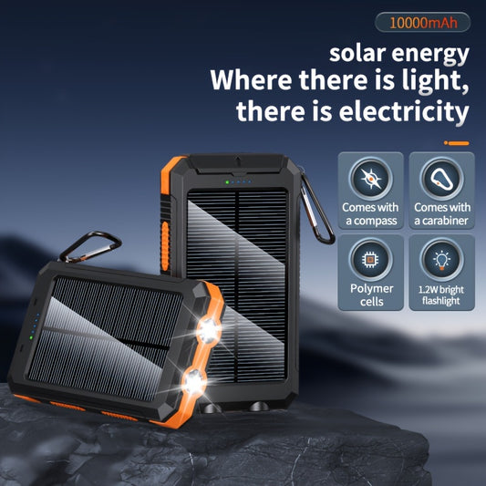 10,000mAh Portable Solar Power Bank – Dual USB Output with LED Light
