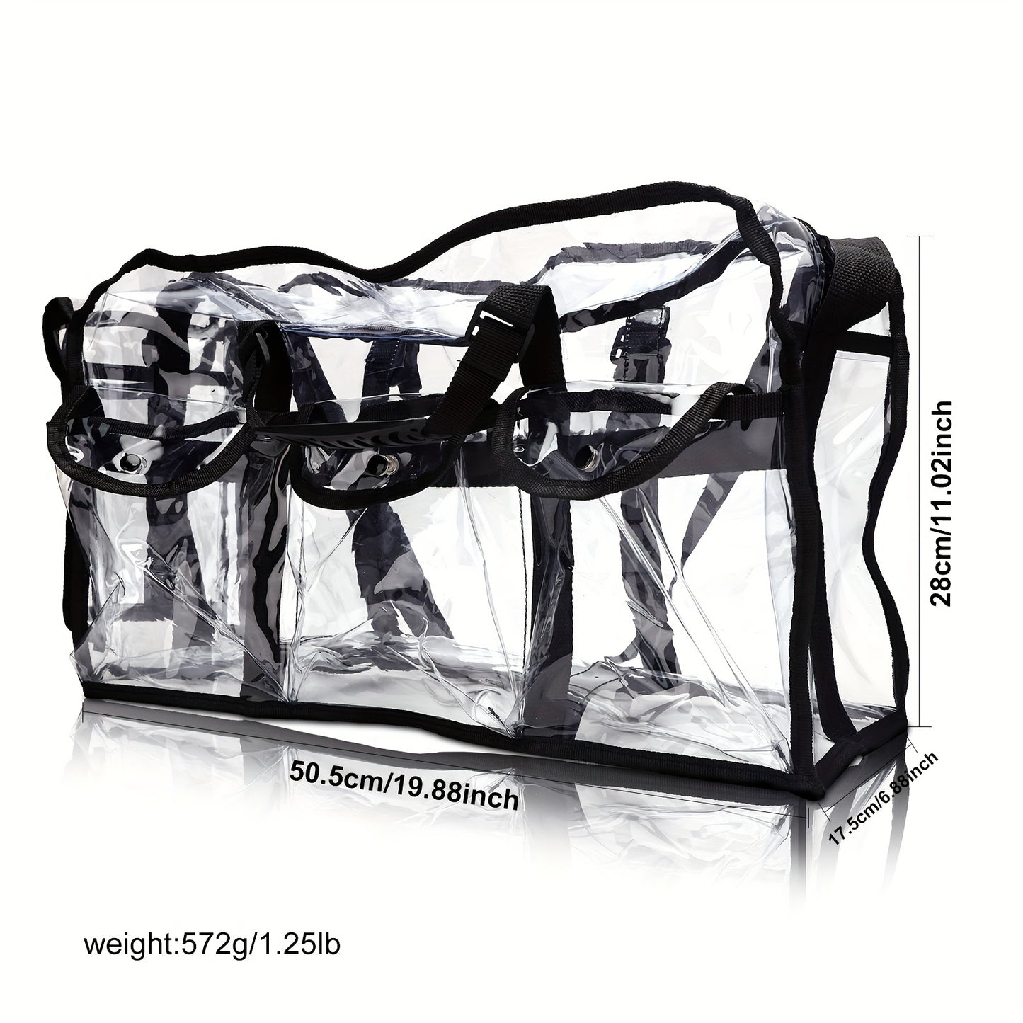 Professional Large Capacity Transparent PVC Makeup Organizer – Waterproof Cosmetic Bag with 6 Pockets and Adjustable Shoulder Strap, Travel-Friendly for MUA and Artists