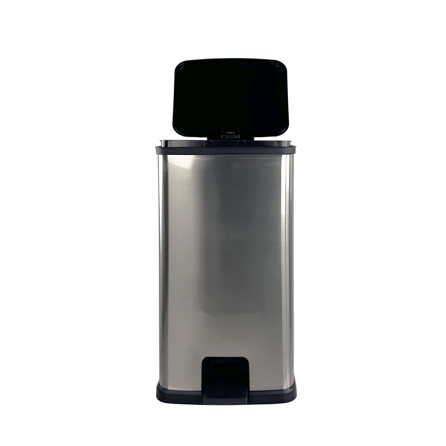 13.2 Gallon Plastic Rectangular Step Trash Can – Silver Kitchen Waste Bin