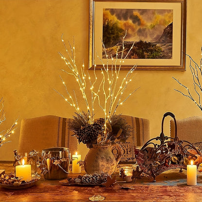 2.62Ft 50LED White Birch Branch Light – Battery-Powered Decorative Light for Christmas, Weddings, Parties, and Home Decoration, Indoor and Outdoor Use