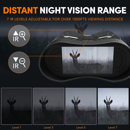 4K Night Vision Goggles – Infrared Binoculars for Adults with Rechargeable Battery, 3.2-inch Screen, Digital Zoom, 32GB Storage Card for Camping Photos & Videos
