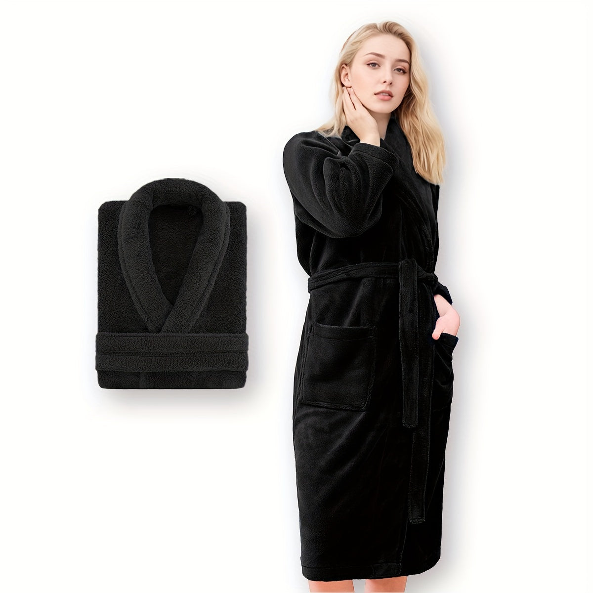 Ultra-Soft Fleece Bathrobe for Men and Women - Cozy, Warm, Machine Washable - Perfect for Bathroom or Bedroom