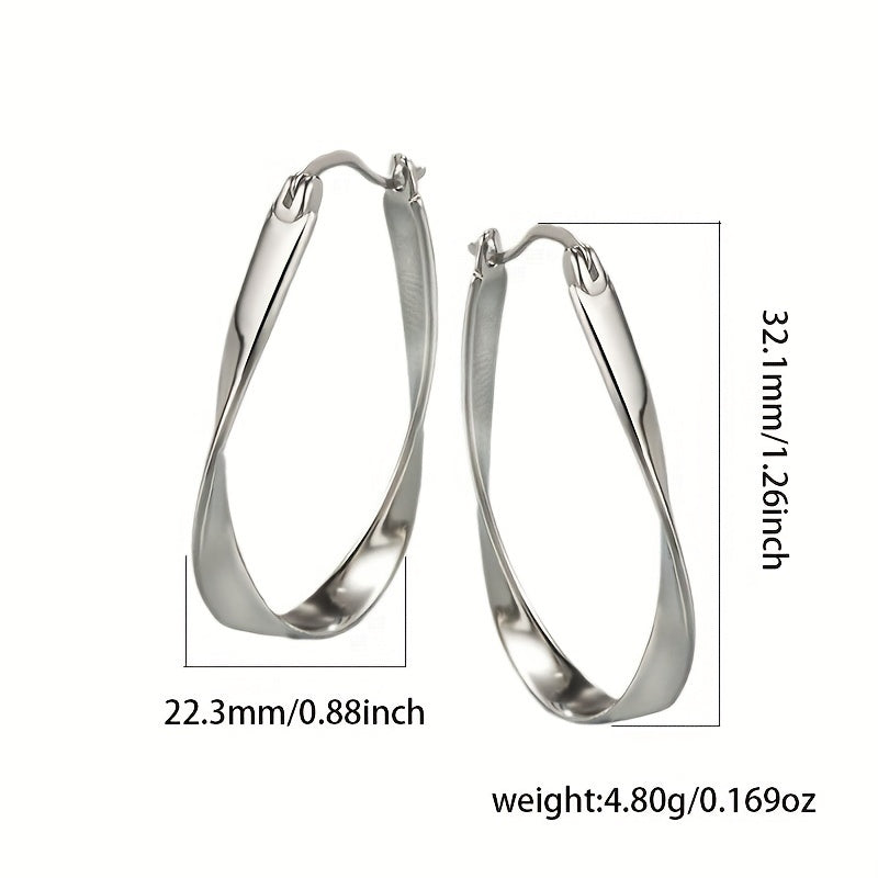 Elegant Sterling Silver Mobius Hoop Earrings - Hypoallergenic, Nickel-Free and Lead-Free, Perfect for Casual Wear or Gifting