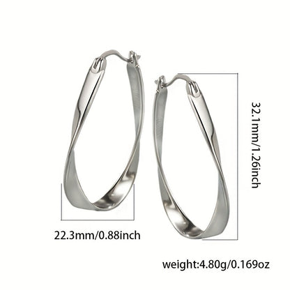 Elegant Sterling Silver Mobius Hoop Earrings - Hypoallergenic, Nickel-Free and Lead-Free, Perfect for Casual Wear or Gifting