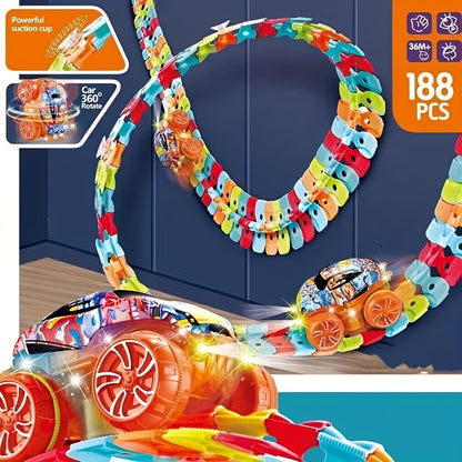 Colorful Luminous Electric Rail Car Set - Hangable Race Track Toy for Boys and Girls, Ideal for Birthdays, Christmas, Halloween (Battery Not Included)