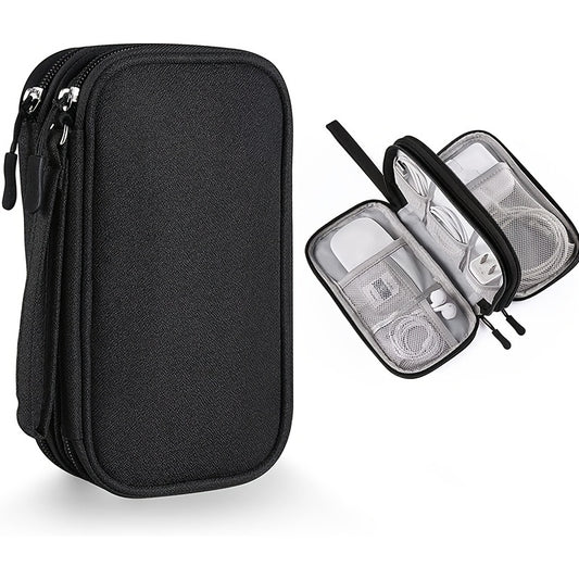 Premium Travel Cable Organizer Bag - Double Layer Waterproof Pouch - Portable and Convenient Cable Storage for Effortless Travel