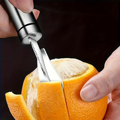 Stainless Steel Orange Peeler with Handle - Citrus Cutter for Oranges, Lemons and Limes, Ideal for Kitchen and Restaurant Use