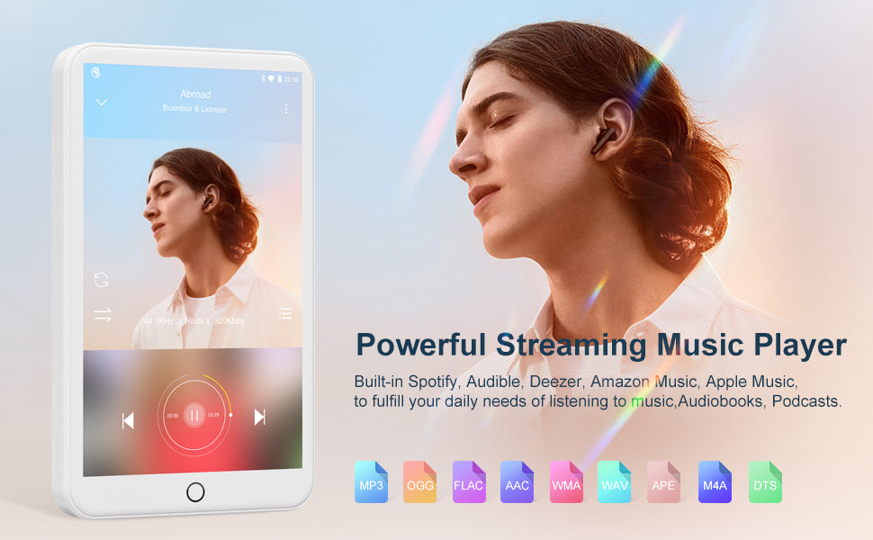 MECHEN MP3/MP4 Player Android 9.0 – Bluetooth & WiFi Music Player with Spotify, Audible, Pandora Support, Up to 512GB (White)