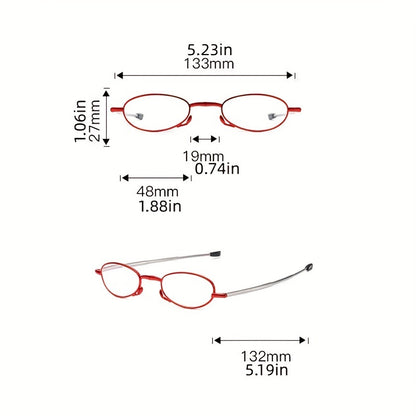 Foldable Reading Glasses – Portable Presbyopic Glasses for Men and Women – Spring Hinge Readers with Case
