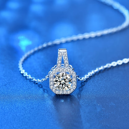 2 Pairs of Stud & Pendant 925 Sterling Silver Moissanite Square Cut Necklace - Elegant Wedding Jewelry, Perfect Birthday & Mother's Day Gifts for Women