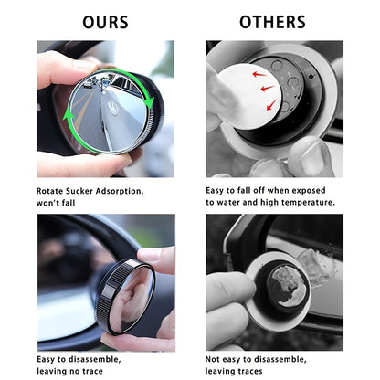 2Pcs Blind Spot Car Mirrors - 2 Inch HD Glass Convex, 360° Wide Angle with Sucker for Cars, SUVs and Trucks
