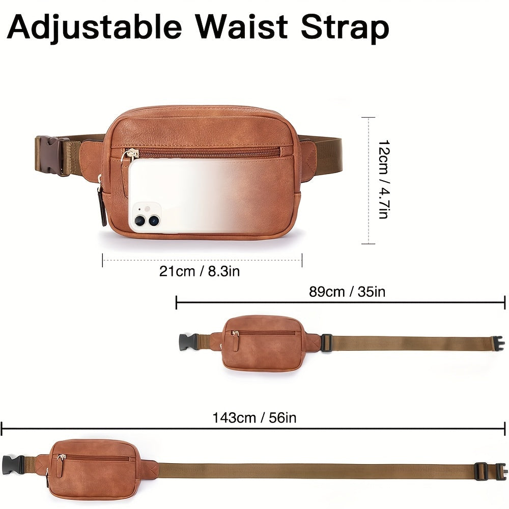Fashion Crossbody Bag with Adjustable Strap - Lightweight PU Leather Waist Bag, Portable Fanny Pack for Outdoor Sports and Fitness