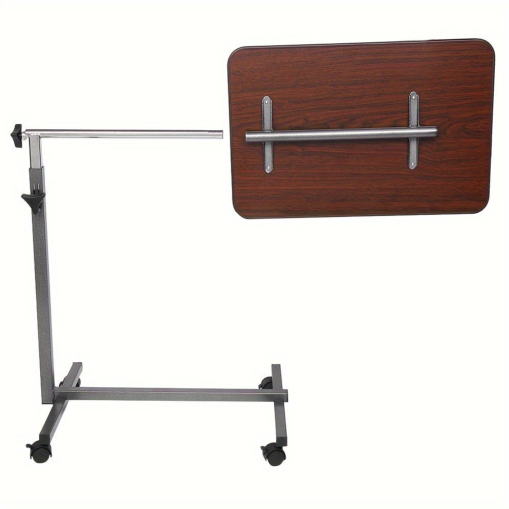 Mobile Height Adjustable Side Table – Portable Overbed Bedside Table with Wheels, Tilting Laptop & Food Tray, Room Decor
