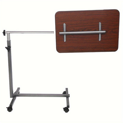 Mobile Height Adjustable Side Table – Portable Overbed Bedside Table with Wheels, Tilting Laptop & Food Tray, Room Decor