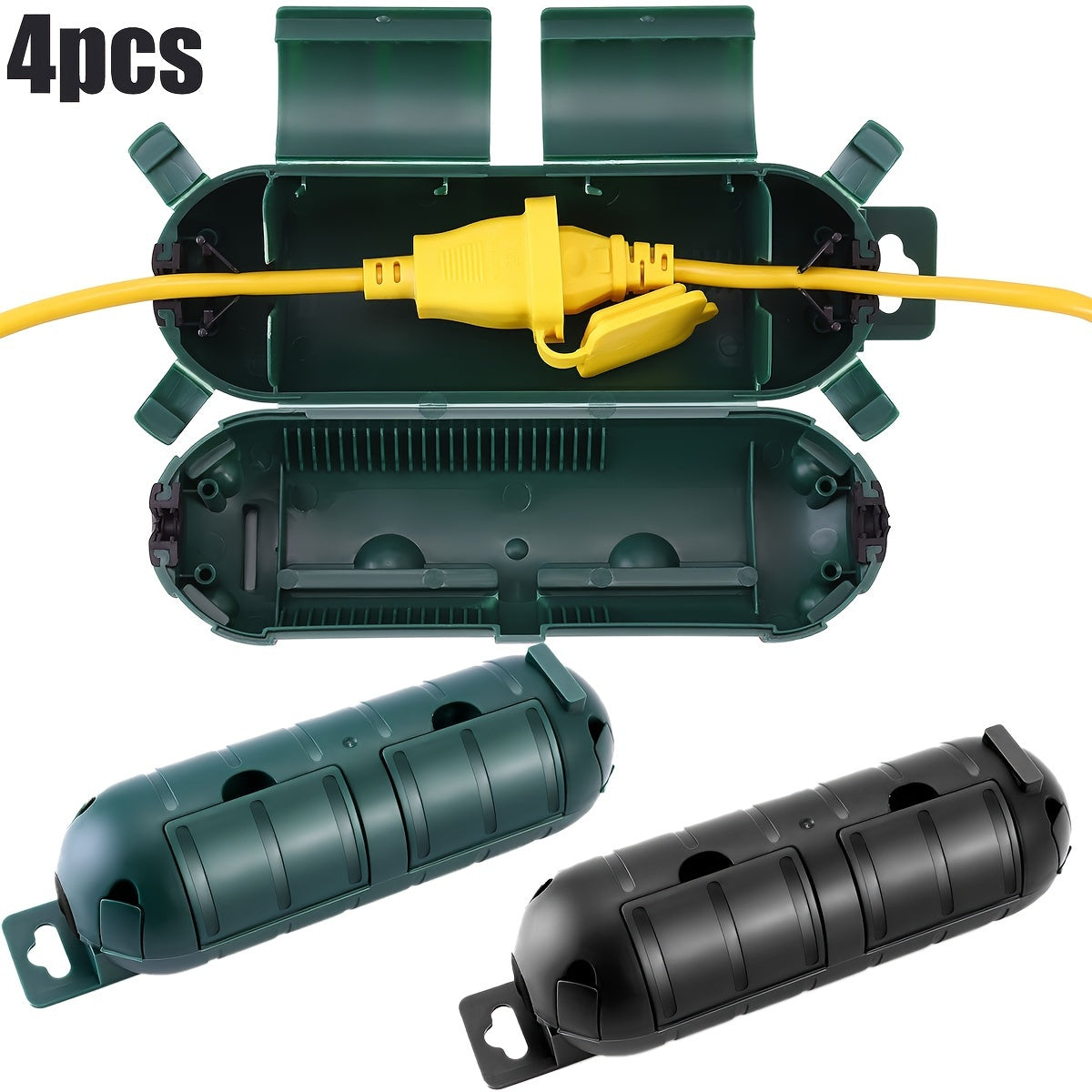 4pcs Outdoor Extension Cord Safety Cover – Waterproof Seal, Weatherproof Electrical Box for Outlets, Plugs & Christmas Lights