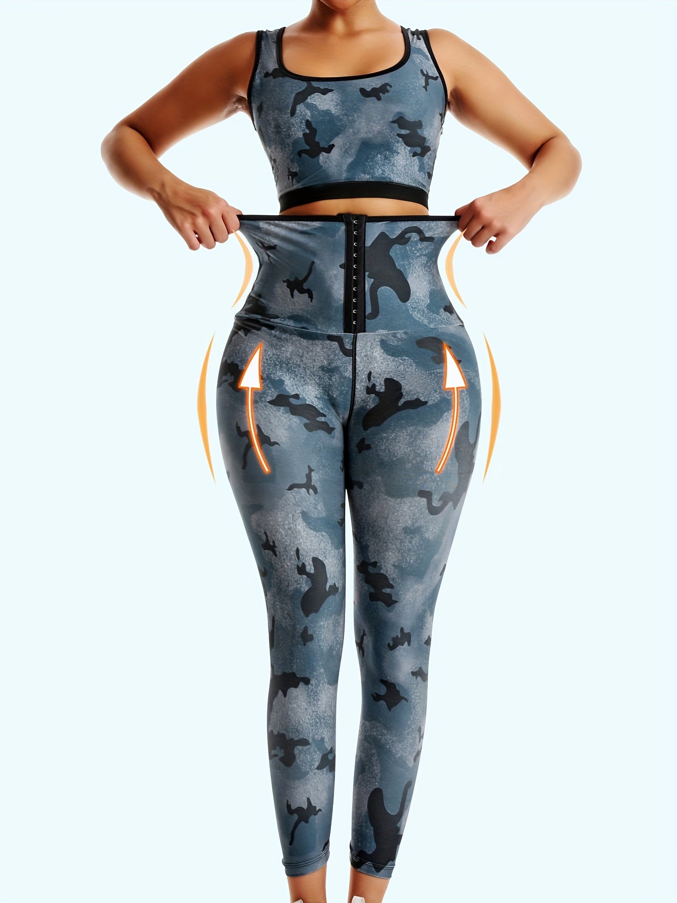 Women's Sauna Suit Set – Half-Back Vest and Long Pants for Sweat-Shaping, Silver-Coated Buttons, 2-Piece Yoga Fitness Outfit