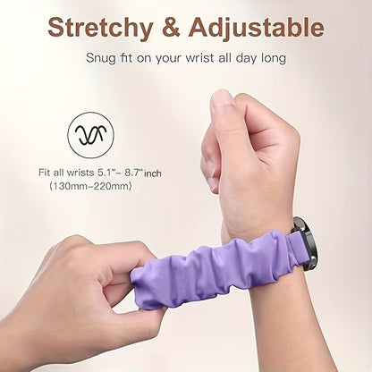 Adjustable Scrunchie Band for Samsung Galaxy Watch 6/5/4 - Soft Stretchy Strap for Women, Compatible with 40mm, 44mm, 45mm, 42mm and 46mm