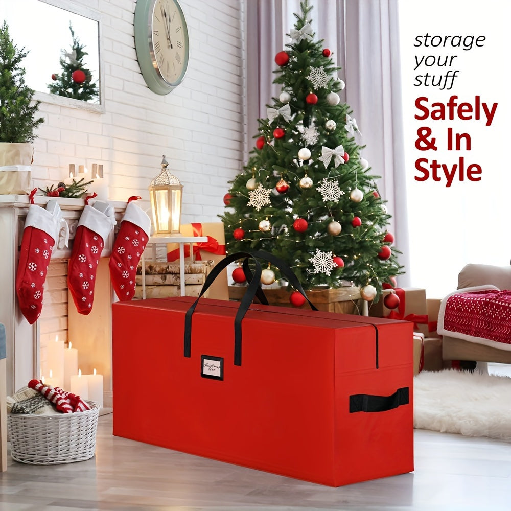 Large Christmas Tree Storage Bag - Waterproof, Heavy-Duty Bag for Detachable Trees up to 9 Feet, Dual Zipper, Durable Handles, 20/30in x 15in x 48/65in, Ideal for Festive Home Organization