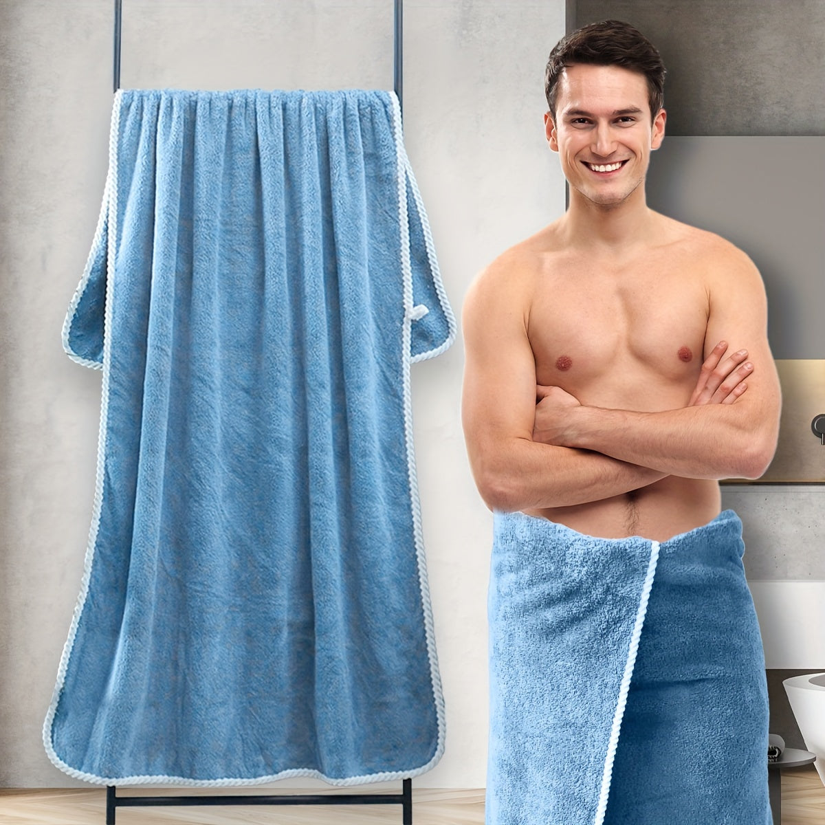 Luxury Polyester Bath Sheet - Extra Large, Super Soft Space Theme, Modern Woven Oblong Towel, Ultra Absorbent, Solid Pattern - 290gsm