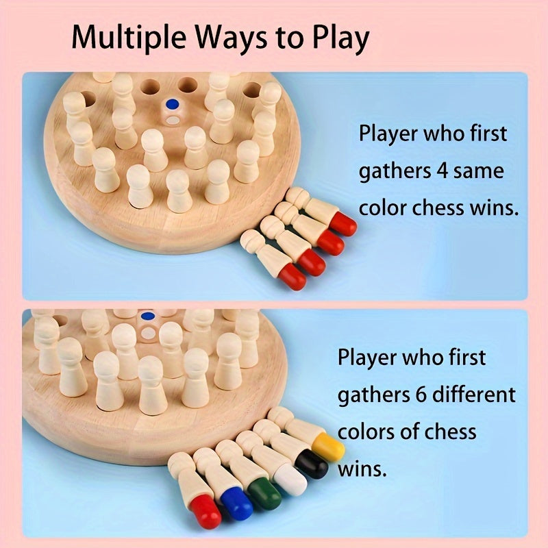 Wooden Memory Match Stick Chess - Portable Brain Teaser Puzzle Game for Kids and Adults, Ages 3-6, Enhances Cognitive Skills, Ideal for Travel and Gifting