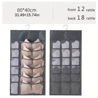 Double-Sided Underwear Organizer Bag - Versatile Lingerie and Socks Storage, Space-Saving, Travel-Friendly with Easy-to-Hang Feature