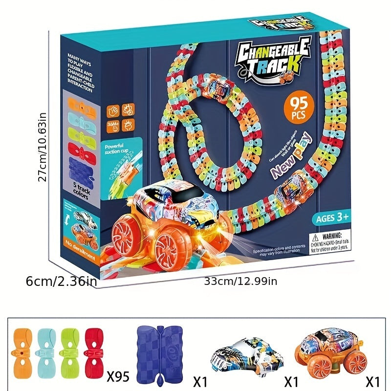 Colorful Luminous Electric Rail Car Set - Hangable Race Track Toy for Boys and Girls, Ideal for Birthdays, Christmas, Halloween (Battery Not Included)