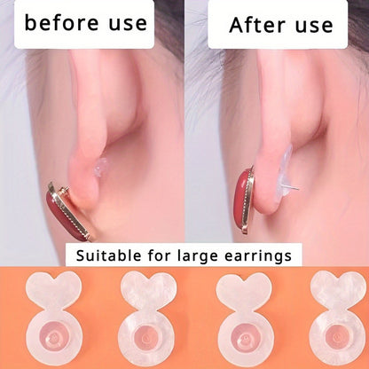 10pcs Silicone Earring Back Covers - Invisible Lifting Support Pads for Heavy Earrings, Non-Sagging Earlobes Safety Lifters