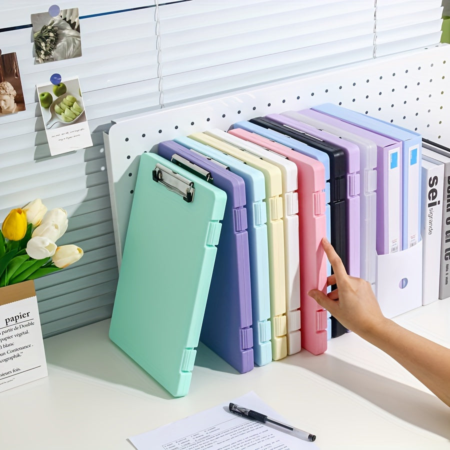 A4 File Folder Storage Box – Plate Clip for Test Paper & Document Organization – Large Capacity with Subject Classification – Multi-Function for Students