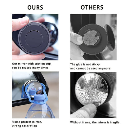 2Pcs Blind Spot Car Mirrors - 2 Inch HD Glass Convex, 360° Wide Angle with Sucker for Cars, SUVs and Trucks