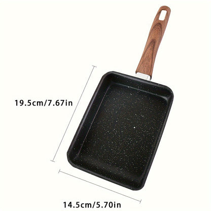 Japanese-Style Tamagoyaki Pan - Square Non-Stick Cooking Pan with Imitation Wood Handle | Ideal for Omelets, Frying, and Small Skillets - Perfect for Home Kitchens and Restaurants