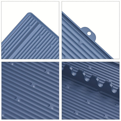 Silicone Grill Mat for Blackstone - 16.5x11.5" Non-Stick, Easy-to-Clean BBQ Accessory with Drip Pad and Spatula Holder