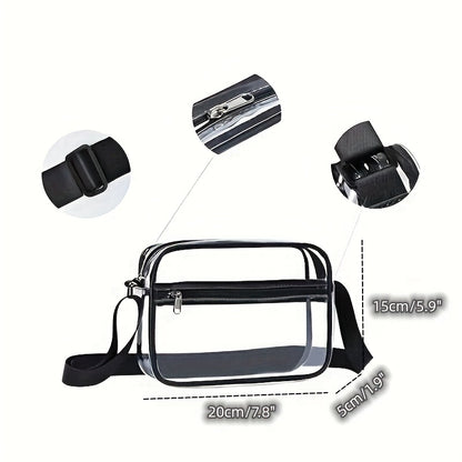 Stadium-Approved Clear Crossbody Bag – PVC Concert and Sporting Event Bag for Men and Women – Reusable, Water-Resistant, Easy-to-Clean with Adjustable Strap for Hands-Free Convenience