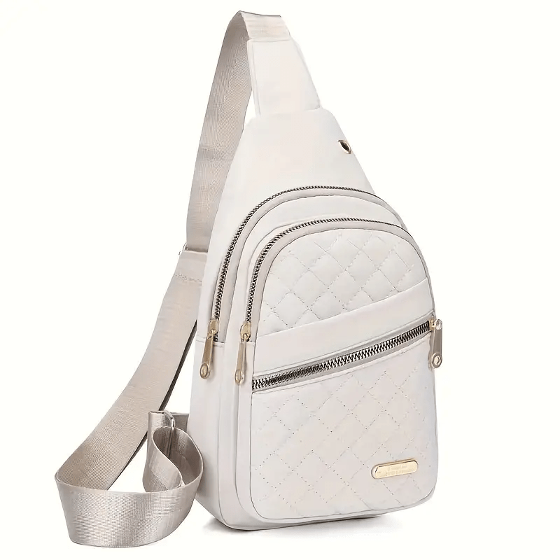 New One-Shoulder Messenger Bag for Women - Fashion Embroidered Rhombic Design - Large Capacity Waterproof Backpack with Data Hole