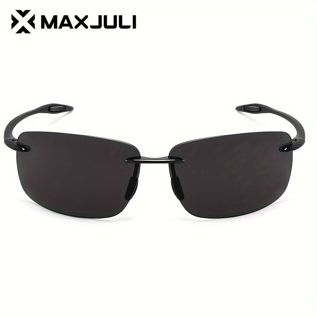 JULI MJ8009 Unisex Polarized Sports Glasses – Rimless TR90 Frame – Ideal for Cycling, Fishing, Golf, Surfing, and Driving