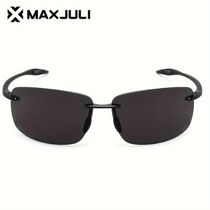 JULI MJ8009 Unisex Polarized Sports Glasses – Rimless TR90 Frame – Ideal for Cycling, Fishing, Golf, Surfing, and Driving
