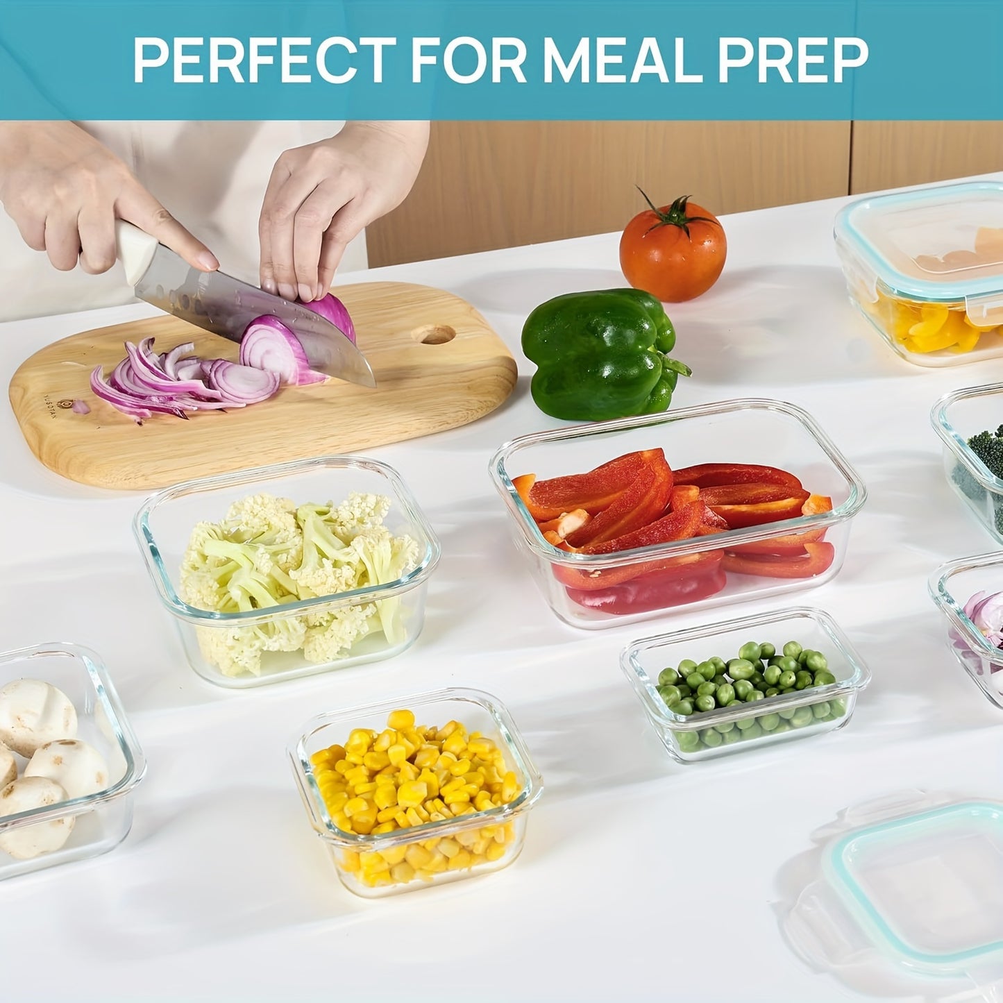 8-Pack Glass Food Storage Containers – Airtight Meal Prep Bento Boxes with Leak-Proof Locking Lids, Microwave, Oven, Freezer, and Dishwasher Safe, BPA-Free
